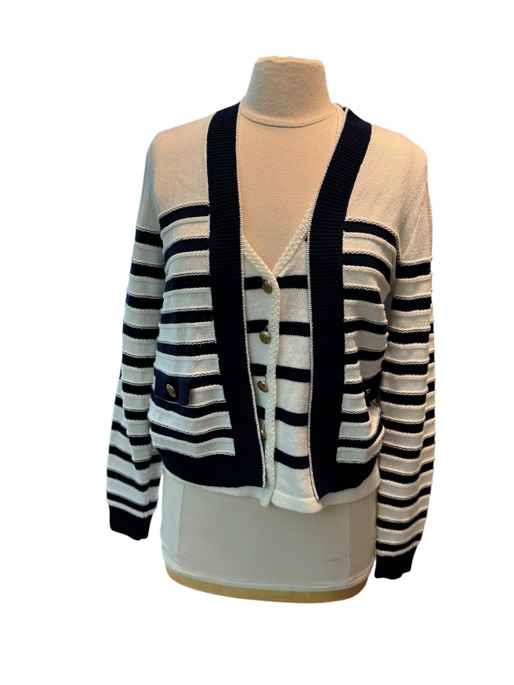 J.Crew Sweater Cardigan And Sweater Vest Womens Sz S/M Navy Stripe Nautical